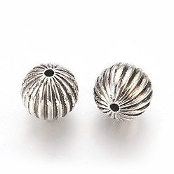 Antique Silver CCB Plastic Beads, Corrugated Beads, Round, Antique Silver, 15.5mm, Hole: 2~2.5mm
