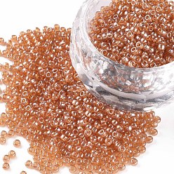 Goldenrod 12/0 Grade A Round Glass Seed Beads, Transparent Colours Lustered, Goldenrod, 12/0, 2x1.5mm, Hole: 0.3mm