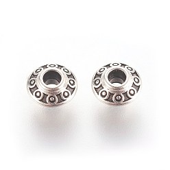 Antique Silver Tibetan Style Alloy Spacer Beads, Bicone, Antique Silver, Lead Free & Cadmium Free & Nickel Free, 6.5x3.5mm, Hole: 2mm