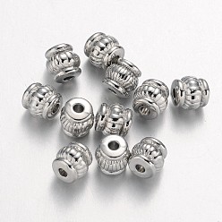 Platine Perles de style tibétain, sans cadmium et sans nickel et sans plomb, baril, platine, 5x5x5mm, Trou: 1.5mm