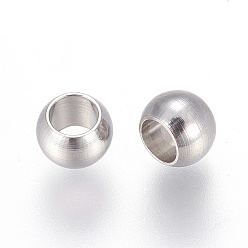 Stainless Steel Color 202 Stainless Steel Beads, Round, Stainless Steel Color, 5x3.5mm, Hole: 3mm