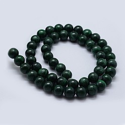 Malachite Natural Malachite Beads Strands, Grade B, Round,  4mm, Hole: 0.6mm, about 95pcs/strand, 15.5 inch(39.5cm)