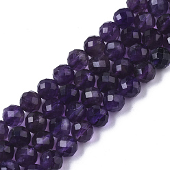 Amethyst Natural Amethyst Beads Strands, Round, Faceted, 6mm, Hole: 0.7mm, about 61pcs/Strand, 14.65 inch(37.2cm)