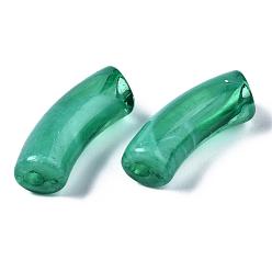Green Acrylic Beads, Imitation Gemstone, Curved Tube, Green, 34.5x13x11mm, Hole: 3.5mm, about 155pcs/500g