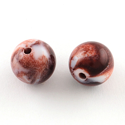 Brun De Noix De Coco Perles acryliques opaques, ronde, brun coco, 8mm, trou: 1.5 mm, environ 1800 pcs / 500 g