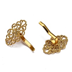 Golden Iron Hair Findings, Pony Hook, Ponytail Decoration Accessories, Fit for Brass Filigree Cabochons, Golden, 37x31.5x12mm