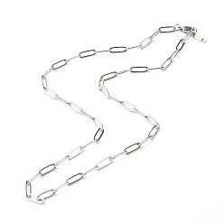 Stainless Steel Color 304 Stainless Steel Paperclip Chains Necklace, Stainless Steel Color, 19.49 inch(495mm)
