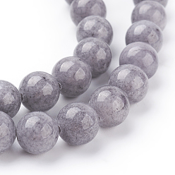Gray Natural Mashan Jade Beads Strands, Dyed, Round, Gray, 10mm, Hole: 1.2mm, about 42pcs/strand, 16 inch