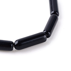 Obsidian Natural Obsidian Bead Strands, Tube, 13~15x4mm, Hole: 1mm, about 31pcs/strand, 15.7 inch