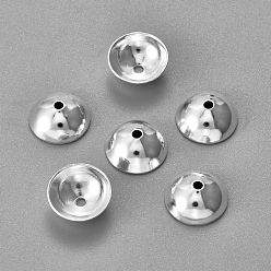 Silver 201 Stainless Steel Bead Caps, Round, Silver, 4x1.2mm, Hole: 1mm
