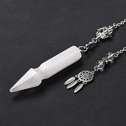 Quartz Crystal Natural Quartz Crystal Pointed Dowsing Pendulums, with Eco-Friendly Brass Findings, Platinum, Cadmium Free & Lead Free, Bullet, 31.35cm