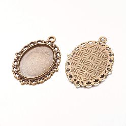 Bronze Antique  Pendants support en alliage de zinc pour cabochon et strass, diy accessoires pour la fabrication de bijoux, sans cadmium et sans nickel et sans plomb, ovale, bronze antique, Plateau: 25x18 mm, 39x29x2mm, Trou: 2mm