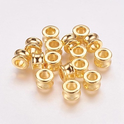 Golden Tibetan Style Alloy European Beads, Large Hole Beads, Barrel, Golden, Lead Free & Cadmium Free, 8x5.5mm, Hole: 4.5mm