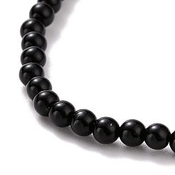 Black Onyx Mini Natural Black Onyx Beaded Stretch Bracelets, for Women Girls, Inner Diameter: 2-1/8 inch(5.4cm)