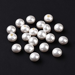 White ABS Plastic Beads, Imitation Shell & Pearl, Abacus, White, 8x6mm, Hole: 1.4mm