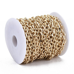 Light Gold Unwelded Iron Cable Chains, Diamond Cut Chains, with Spool, Light Gold, 8.8x6.2x1.7mm, about 32.8 Feet(10m)/roll