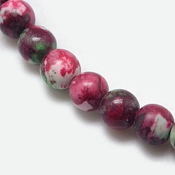 Dark Red Synthetic Fossil Beads Strands, Dyed & Heated, Round, Dark Red, 10mm, Hole: 1mm, about 38pcs/strand, 15.7 inch