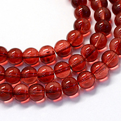 Brique Rouge Cuisson peints en verre transparent brins de perles rondes, firebrick, 4.5~5mm, Trou: 1mm, Environ 210 pcs/chapelet, 31.4 pouce