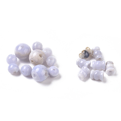 Blue Lace Agate Natural Blue Lace Agate 3 Hole Guru Beads, T-Drilled Beads, for Buddhist Jewelry Making, 8~12mm, Hole: 2~3mm, 8~9.5x6.5~7mm, Hole: 2~2.5mm