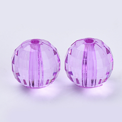 Dark Violet Transparent Acrylic Beads, Faceted, Round, Dark Violet, 8x8mm, Hole: 1.5mm, about 1770pcs/500g