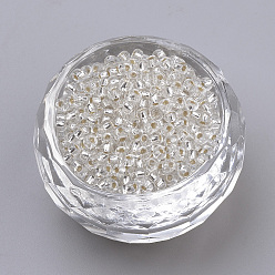 Прозрачный 6/0 круглый стеклянный бисер класса А, серебряная линия, прозрачные, 4x3 мм, отверстие : 1 мм, Около 4800 шт / фунт