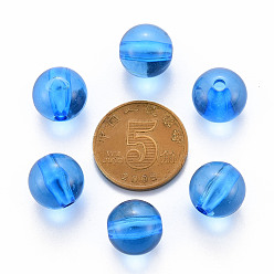 Deep Sky Blue Transparent Acrylic Beads, Round, Deep Sky Blue, 12x11mm, Hole: 2.5mm, about 566pcs/500g