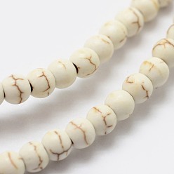 Magnesite Synthetic Magnesite Bead Strands, Round, 4mm, Hole: 1mm, about 100pcs/strand, 14 inch