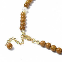Mixed Stone Gemstone & Natural Pearl & Glass Beaded Necklace with 304 Stainless Steel Clasp for Women, 18.11 inch(46cm)