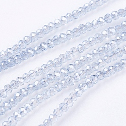 WhiteSmoke Electroplate Glass Beads Strands, Full Rainbow Plated, Faceted, Rondelle, WhiteSmoke, 3x2mm, Hole: 1mm, about 160~165pcs/strand, 15.35 inch~15.75 inch(39~40cm)