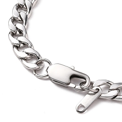 Stainless Steel Color Men's Fashionable 304 Stainless Steel Cuban Link Chain Bracelets, with Lobster Claw Clasps, Stainless Steel Color, 8-3/8 inch(21.3cm)