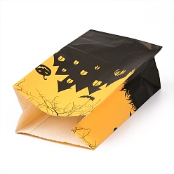 Building Halloween Theme Kraft Paper Bags, Gift Bags, Snacks Bags, Rectangle, Tower Pattern, 23.2x13x8cm