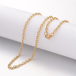 Golden Ion Plating(IP) 304 Stainless Steel Necklace, Cable Chains, with Lobster Clasps, Golden, 17.72 inch(450mm), 2mm
