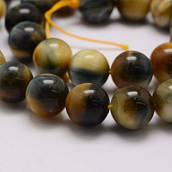 Goldenrod Natural Tiger Eye Bead Strands, Round, Dyed & Heated, Goldenrod, 8mm, Hole: 1.2mm, about 49pcs/strand, 14.9 inch~15.5 inch