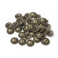 Antique Bronze Tibetan Style Alloy Caps, Cadmium Free & Nickel Free & Lead Free, Antique Bronze, 12x3mm, Hole: 2.5mm