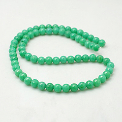 Medium Sea Green Natural Mashan Jade Round Beads Strands, Dyed, Medium Sea Green, 6mm, Hole: 1mm, about 69pcs/strand, 15.7 inch