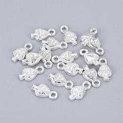 Silver Tibetan Style Pendants, Lead Free, Cadmium Free and Nickel Free, Mushroom, Silver Color Plated, Size: about 13mm long, 8mm wide, hole: 2mm