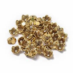Antique Golden Alloy Bead Caps, Cadmium Free & Lead Free, Flower, Antique Golden, 10x10x3mm, Hole: 1.5mm