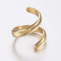 Golden Ion Plating(IP) 304 Stainless Steel Finger Rings, Golden, Size 7, 17mm