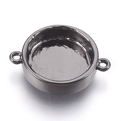 Черный Цвет Металла Латунные коннекторы, кабошон параметры соединителя, чашки безель с краями, плоско-круглые, металлический черный , лоток : 12 мм, 19x14.5x3.5 мм, отверстие : 1.2 мм