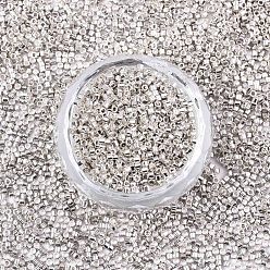 Серебро 11/0 сорт стеклянные бусины, цилиндр, однородный размер бисера, металлических цветов, серебряные, 1.5x1 мм, отверстие : 0.5 мм, около 20000 шт / упаковка