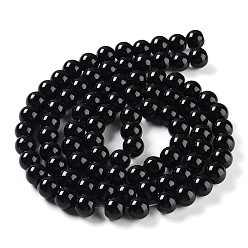 Black Glass Pearl Beads Strands, Pearlized, Round, Black, 10mm, Hole: 1mm, about 80pcs/strand, 30.71 inch(78cm)