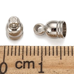Platinum Brass Cord Ends, Platinum, 8x5mm, Hole: 1mm, Inner Diameter: 4mm