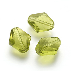 Yellow Green Imitation Austrian Crystal Beads, Grade AAA, Faceted, Rhombus, Yellow Green, 14~14.5x12x5~7mm, Hole: 0.9~1mm