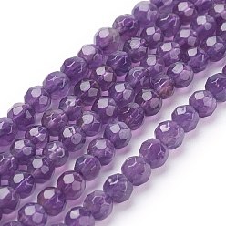 Amethyst Natural Amethyst Beads Strands, Round, Faceted, Purple, 4mm, hole: 1mm, 47pcs/strand, 8 inch