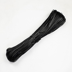 Noir PU cordon en cuir, imitation cordon en cuir, plat, noir, 2x1mm, environ 103.89 yards (95m)/paquet