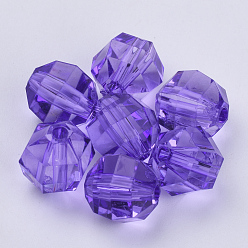 Сине-фиолетовый Прозрачные акриловые бусины, граненые, круглые, синий фиолетовый, 8x7 мм, Отверстие : 1.5 мм , около 1920 шт / 500 г