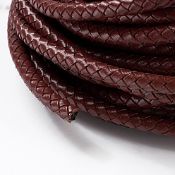 Saddle Brown Braided Leather Cord, Leather Jewelry Cord, Jewelry DIY Making Material, Dyed, Round, Saddle Brown, 6mm, about 10.93 yards(10m)/bundle