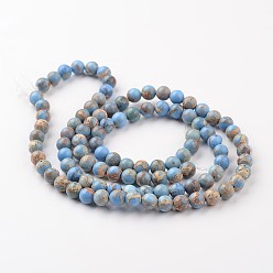 Cornflower Blue Natural Imperial Jasper Beads Strands, Round, Dyed, Cornflower Blue, 4mm, Hole: 1mm, about 90pcs/strand, 15.2 inch