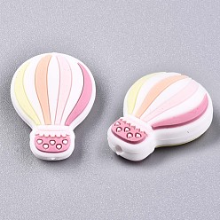 Light Coral Food Grade Eco-Friendly Silicone Pendants, Hot Air Balloon, Light Coral, 28x22x9~10mm, Hole: 2mm