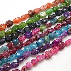 Mixed Color Nuggets Natural Crackle Agate Beads Strands, Dyed & Heated, Mixed Color, 8~16x8~12x6~10mm, Hole: 1mm, about 30~40pcs/strand, 15~16 inch
